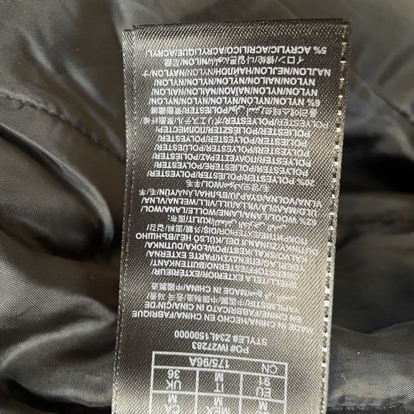 G by Guess Black Wool Bland Winter Bomber Jacket Size: M - Picture 6 of 6